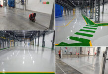 Polished floor refurbishing with PU cement composite
